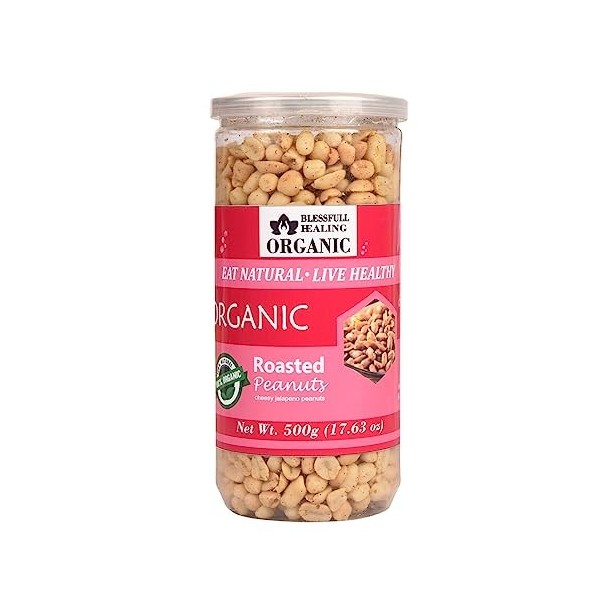 Blessfull Healing Biologique Naturel, Vegan Cheesy Chipotle Cacahuètes Grillées Crunchy Healthy Snacks 500 Grammes