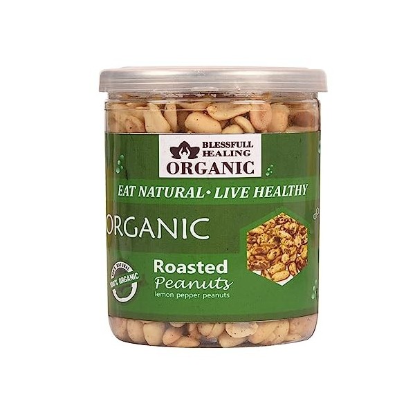Blessfull Healing Biologique Naturel, Vegan Citron Poivre Grillé Cacahuètes Crunchy Healthy Snacks 500 Grammes