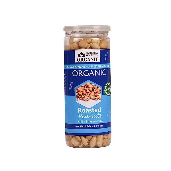 Blessfull Healing Biologique Naturel, Vegan Chilly Lime Cacahuètes Grillées Crunchy Healthy Snacks 500 Grammes