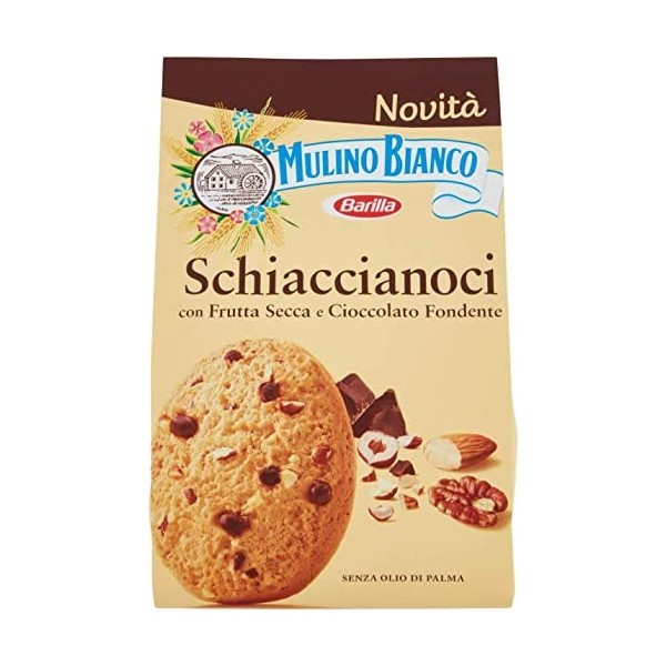 Barilla Mulino Bianco Schiaccianoci Lot de 12 biscuits sablés avec fruits secs et chocolat noir sans huile de palme biscuit 3