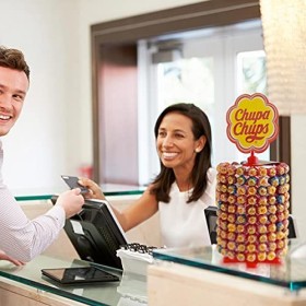 Chupa Chups - Roue de 200 Sucettes à la Pulpe de Fruit, Cola et Milky - Présentoir Original Collector des Boulangeries