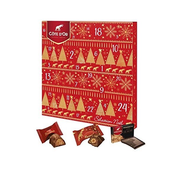 Côte d’Or – Calendrier de l’Avent Sélection – Assortiment de Chocolats – 8 Recettes : Mini Bouchée, Mini Roc, Mignonette – Ch
