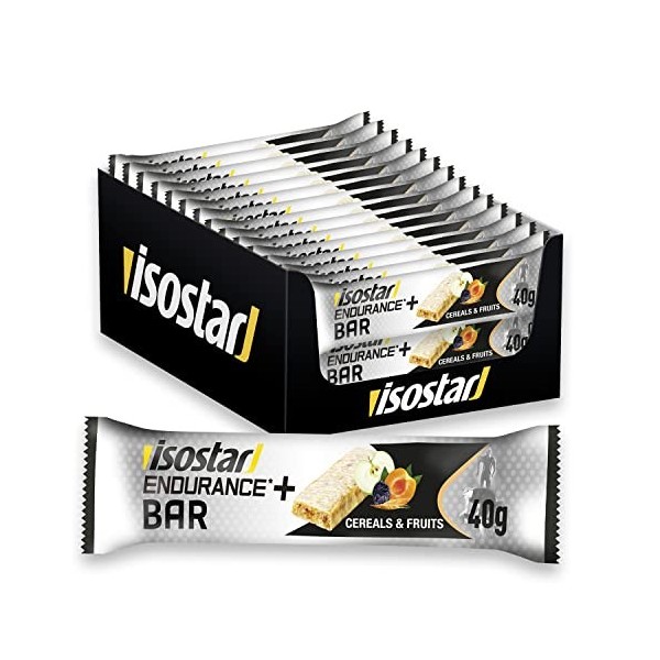 Isostar Barres endurance+ energy Sport Cereal & Fruits - Lot de 30 Barres energétiques - 30 x 40 g