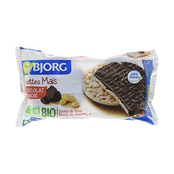 BJORG - Galettes Maïs Chocolat Noir - Source de Fibres et Magnésium - Lot de 6 x 95 g