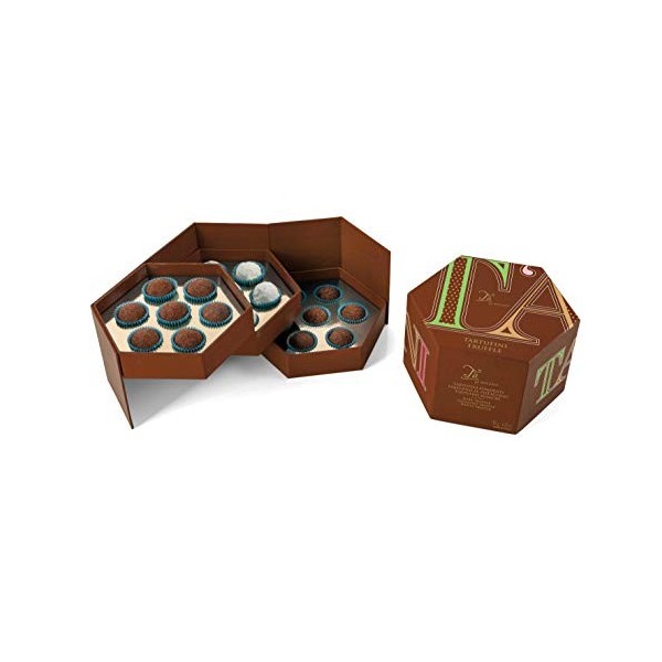 Boîte Cadeau avec 21 Truffes au Chocolat Blanc, Chocolat Noir et Chocolat Noir et Pistache - 180g