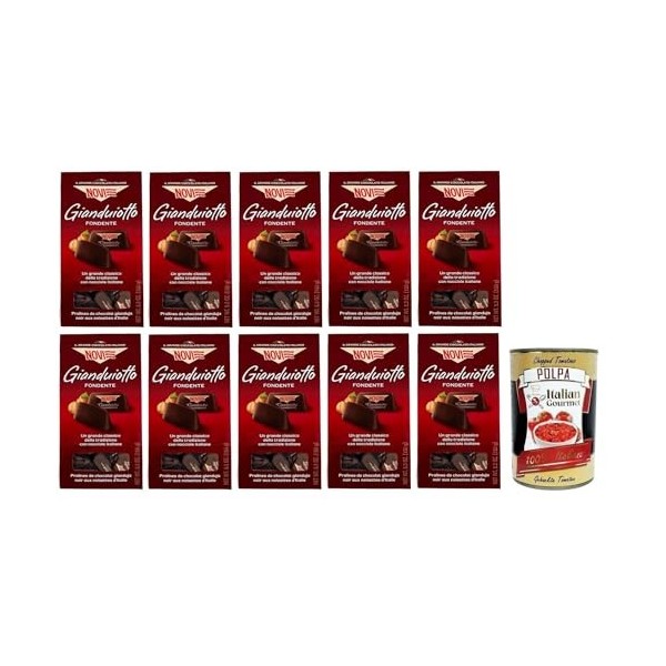 Novi Gianduiotto Lot de 10 chocolats à fondant au chocolat noir et noisette de Gianduia, sachet de 150 g + Polpa di Pomodoro 
