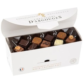 CHEVALIERS DARGOUGES Maîtres Chocolatiers Français - Assortiment de chocolats noir 70%, lait 33% et blanc - Ballotin dégusta
