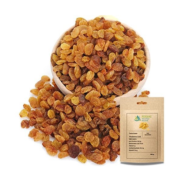 Raisins secs 5KG Gold Jumbo non sulfurés sans sucre/Raisins secs Gold 100% naturels/sans additifs/Vegan/sans gluten