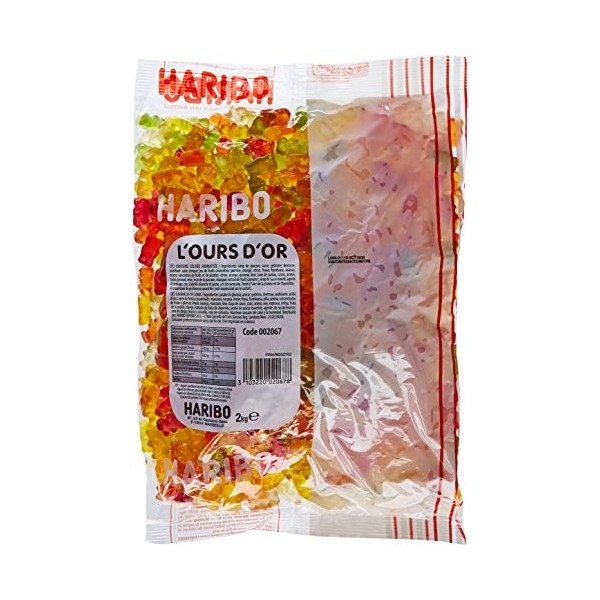 Haribo Bonbon Gélifié lOurs dOr 2 kg - Lot de 2