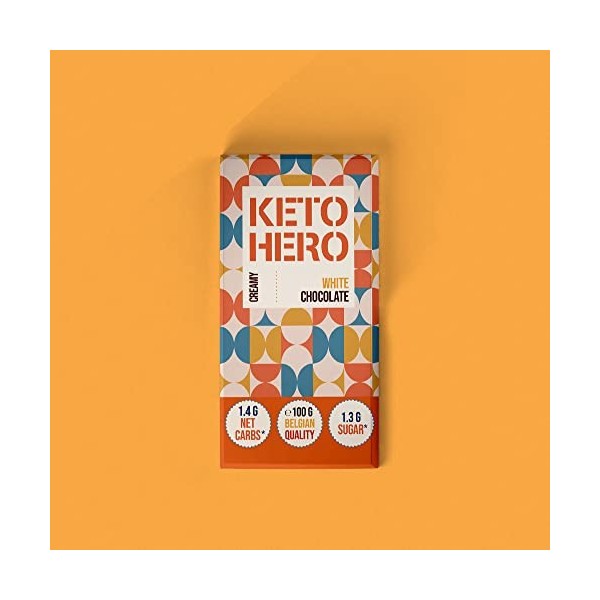 KETO-HERO® - 12 x 100g - Chocolat belge blanc
