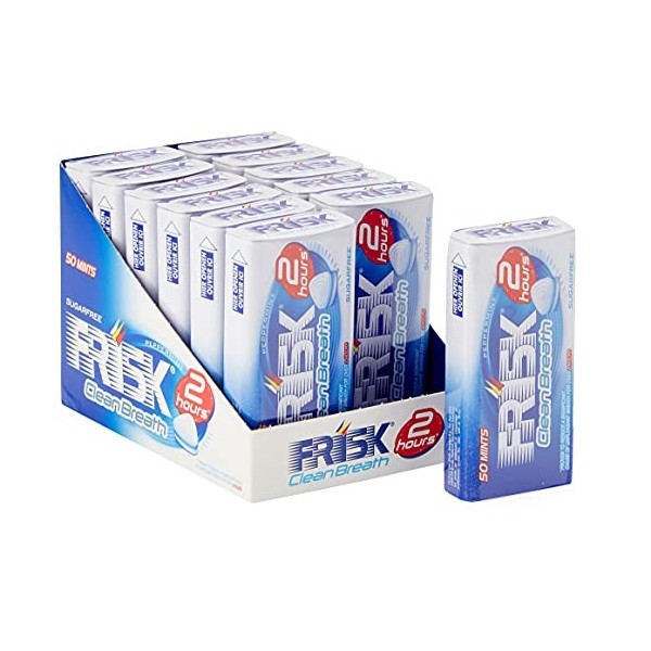 Frisk - Pastilles Menthe Forte - Mini Bonbon Maxi Rafraîchissant - Haleine Fraîche - Sans Sucres - 0.07Kg 12 Étuis de 40 Past