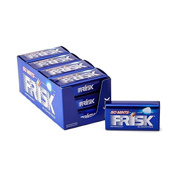 Frisk - Pastilles Menthe Forte - Mini Bonbon Maxi Rafraîchissant - Haleine Fraîche - Sans Sucres - 0.07Kg 12 Étuis de 40 Past