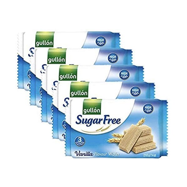 Gullon Lot de 5 boîtes de gaufrettes à la vanille sans sucre