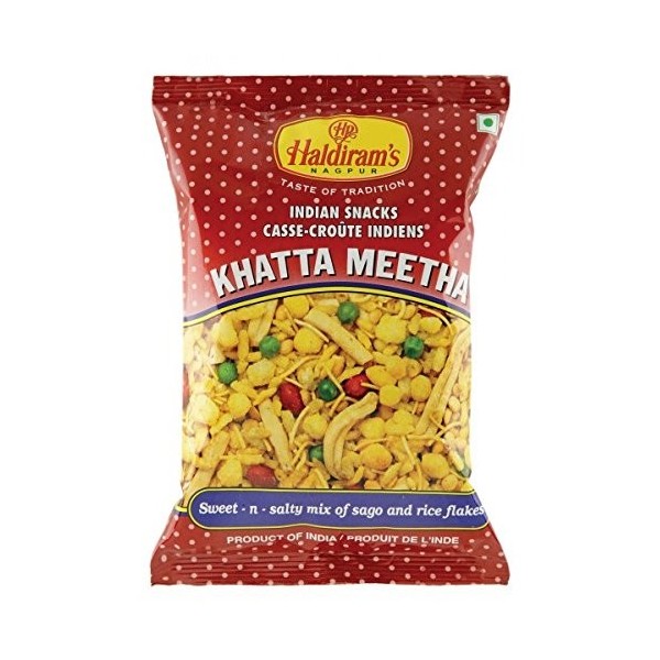 6 X Haldirams Khatta Meetha Sweet and Salty Mix of Sago and Rice Flakes Indian Snacks 150g X 6 Pack