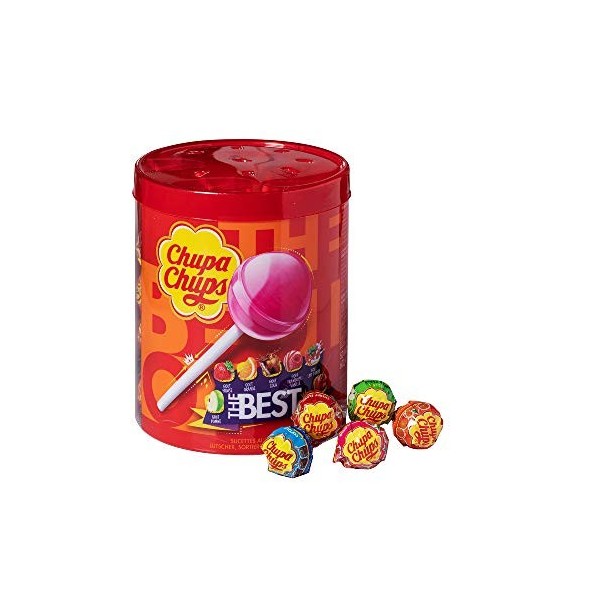 Chupa Chups Sachet de 16 sucettes Love/ Bonbons sans gluten/3 parfums Assortis Fraise/fraise Acidulée/Lait Fraise- 192g