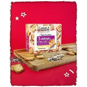 Michel et Augustin - Biscuits apéritifs feuilletés aux 3 graines et poivre de Jamaïque 90g - Lot de 9 paquets