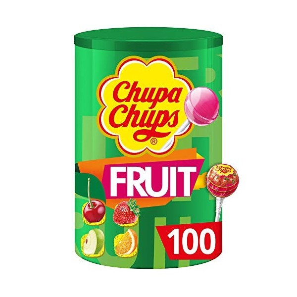 Chupa Chups Sachet de 16 sucettes Love/ Bonbons sans gluten/3 parfums Assortis Fraise/fraise Acidulée/Lait Fraise- 192g