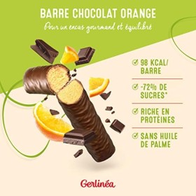 Gerlinéa Barres Encas saveur Chocolat Orange - Encas équilibré et Riche en Protéines - 1 boîte 2 barres 