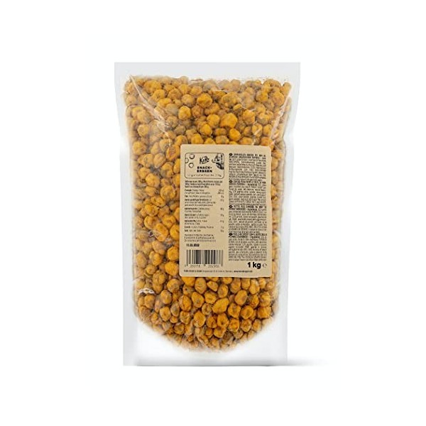 KoRo - Snack aux pois saveur poivron hongrois 1 kg - Petits pois croquants aux épices de paprika - Saveur fumée et épicée - A