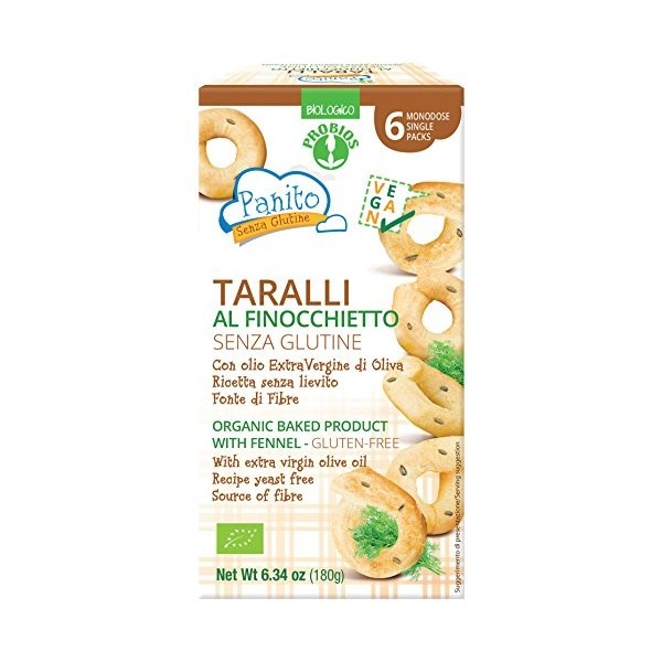 Probios Snacks Taralli Avec Fenouil et Huile dOlive Extra Vierge sans gluten Bio 180 g