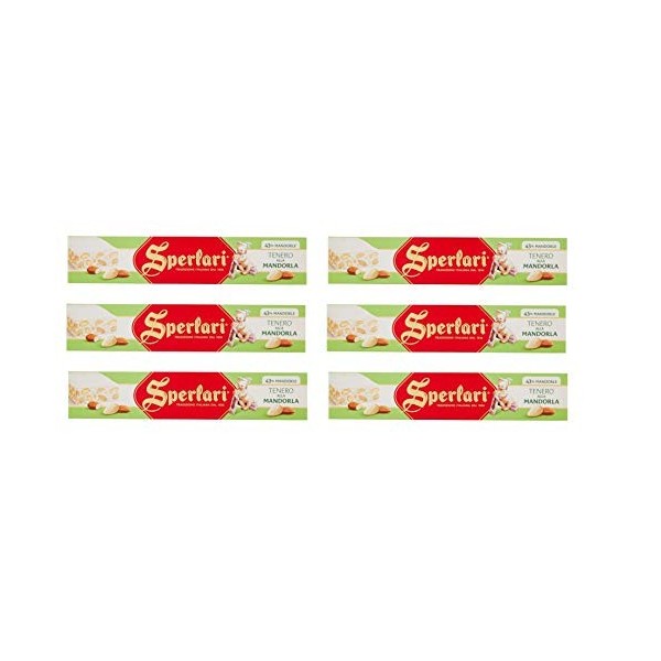 6 x Sperlari Torrone Tenero alla Mandorla Douce Nougat 43% Amande Tradition italienne 150 g