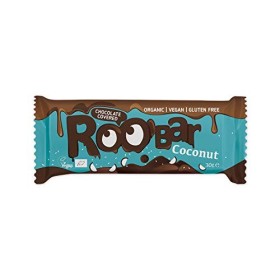 Roobar Chocolate Covered Coconut Bar – 100% Organic Vegan Bar for Optimum Nutrition. Dairy & Gluten Free, No Added Refined Su