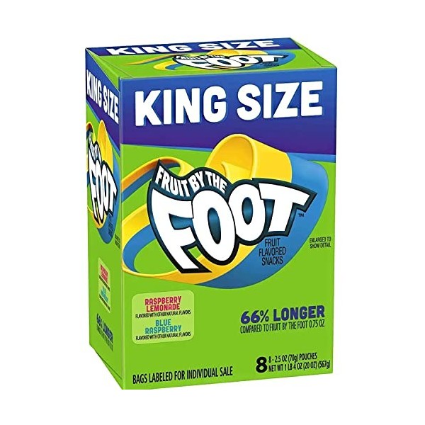 Betty Crocker Fruit By The Foot Lot de 8 collations à la framboise, limonade et framboise bleue