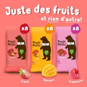 BEAR Fruit Rolls Paquet Assortiment | 100% Ingrédients Naturels| Sans Sucres Ajoutés | Goûter Sain pour Enfants & Adultes | 2