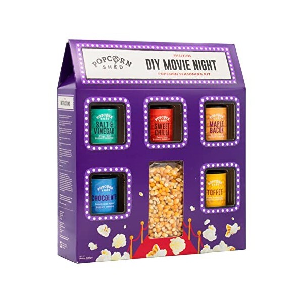 Kit dassaisonnement pour popcorn à faire soi-même - 5 délicieux assaisonnements de maïs soufflé + 500 g de grains de maïs so