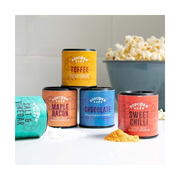 Kit dassaisonnement pour popcorn à faire soi-même - 5 délicieux assaisonnements de maïs soufflé + 500 g de grains de maïs so