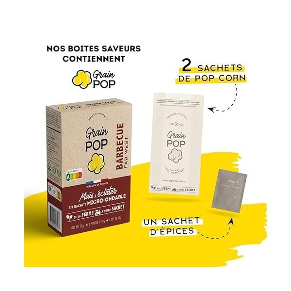 popcorn à micro ondes - grain de maïs à éclater - Grain Pop - lot sucré 6 étuis 3 étuis vanille + 3 étuis caramel saveur Va