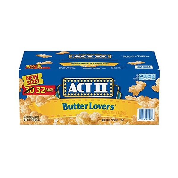 Act II Butter Lovers Microwave Popcorn, 32 Packs of 78 Grams Each