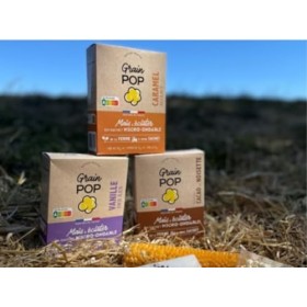 Lot découverte saveurs sucrées [2 caramels, 2 cacaos, 2 vanilles et 2 natures] - popcorns microondables - grains de maïs à éc