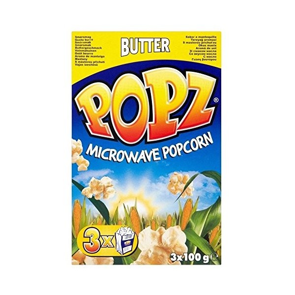 Popz Microwave Butter Popcorn 3 x 100g