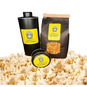 Poppys Kit pour pop-corn 1,5 kg de maïs pop-corn 1 l dhuile de pop-corn 150 g sucre caramel