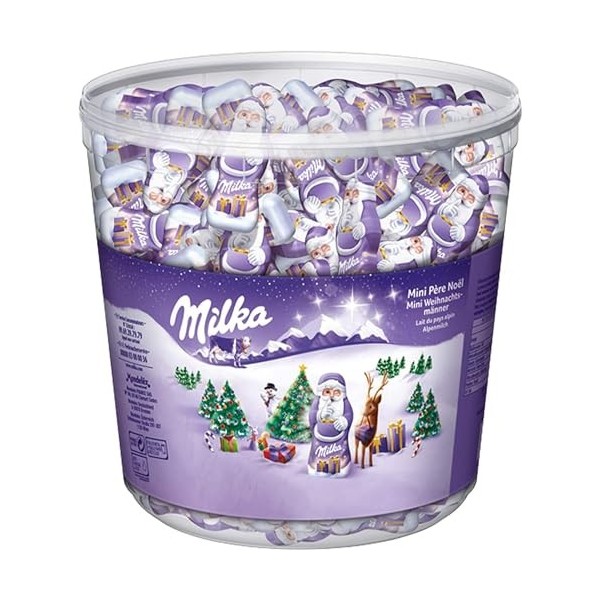 Milka – Père Noël Chocolat au Lait – Idée Cadeau Noël – Chocolat Enfant à Offrir – 1 Tubo 1,54 kg 175 unités 