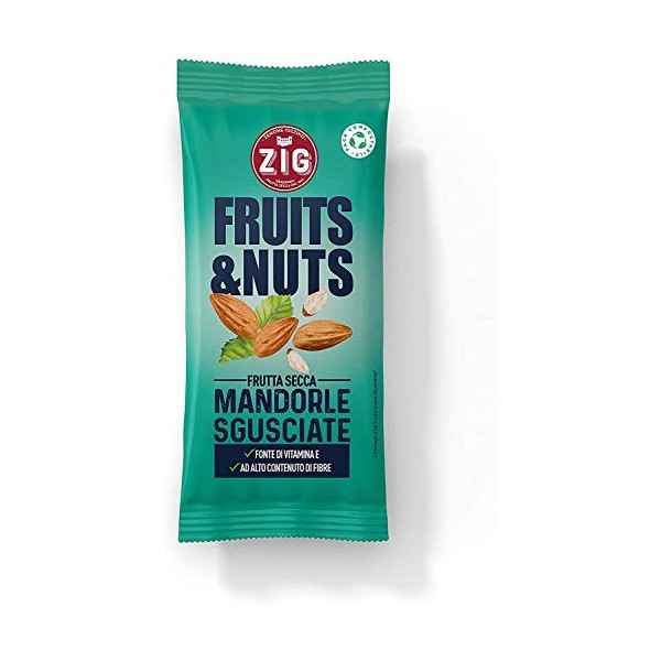 ZIG - Fruits & Nuts - Amandes décortiquées 300g 10 sachets de 30g Emballage 100% compostable