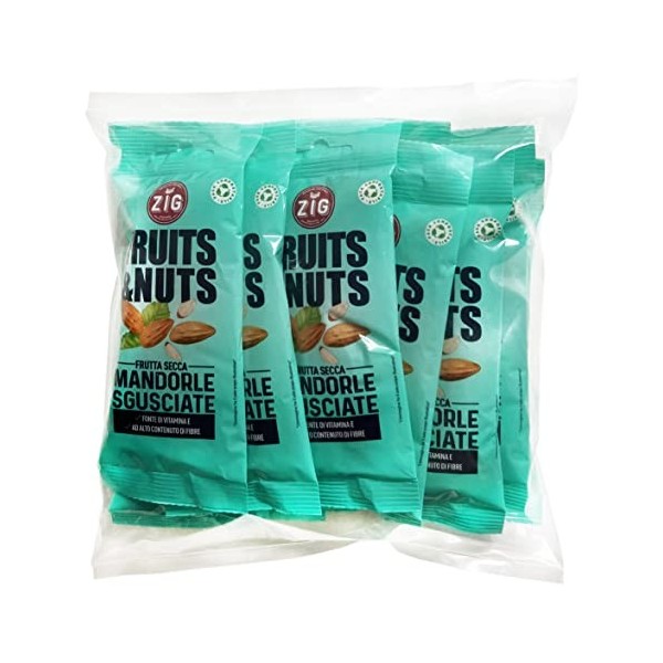 ZIG - Fruits & Nuts - Amandes décortiquées 300g 10 sachets de 30g Emballage 100% compostable