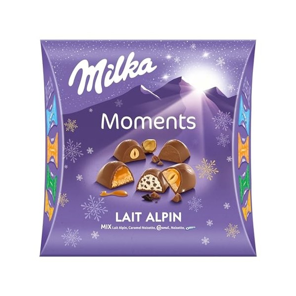 Milka Moments – Assortiment de Pralines au Chocolat au Lait Tendre Noir – Chocolats de Noël – 1 Boîte 236 g