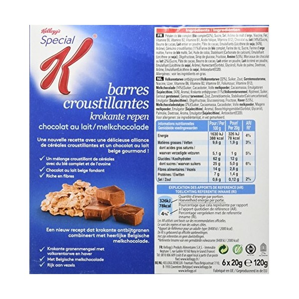 Kelloggs Special K Barre Chocolat au lait 120 g