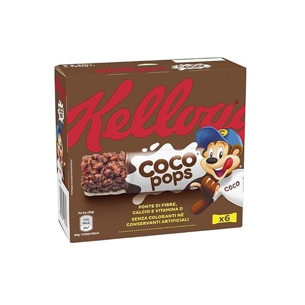 Kelloggs Coco Pops Snack Barre de riz soufflé avec cacao 6 x 20 g 120 g