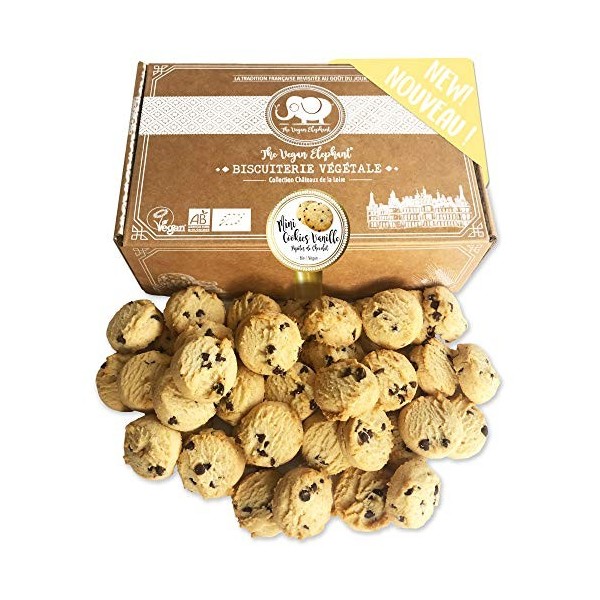 Mini Cookies Bio & Vegan Vanille aux Pépites de Chocolat - Fabrication Française et Artisanale, Ingrédients de Haute Qualité,