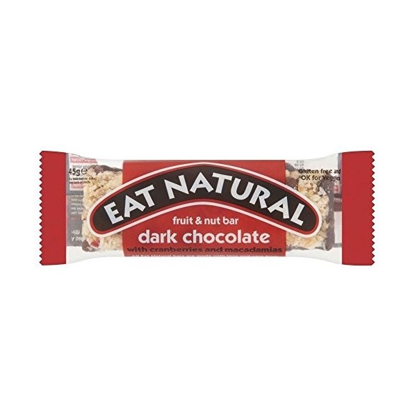 Manger du chocolat noir naturel avec Cranberries & Macadamias Bar 45g - Paquet de 6