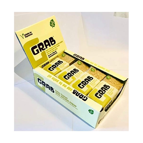Grab Golden Sirop Butter Flapjacks Lot de 12 barres de céréales à lavoine, bonne énergie, ingrédients naturels, sans conserv