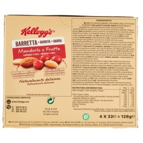 Kelloggs Barretta Mandorle e Frutta Lot de 6 barres damande et de fruits 4 x 32 g 128 g avec 29 % de fruits secs