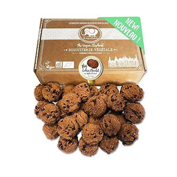 Mini Cookies Bio & Vegan Vanille aux Pépites de Chocolat - Fabrication Française et Artisanale, Ingrédients de Haute Qualité,