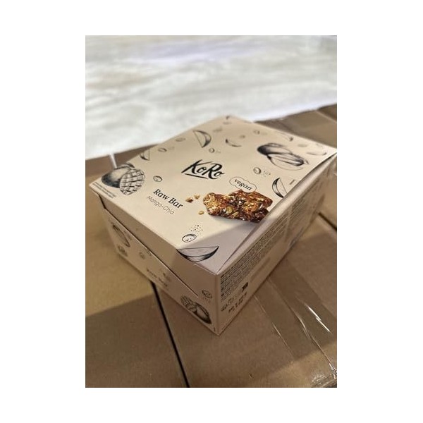 KoRo - Barre Crue Mangue-Chia 20 x 50 g - Teneur en mangue 27% - ​​Sans sucre raffiné - Vegan et sans gluten