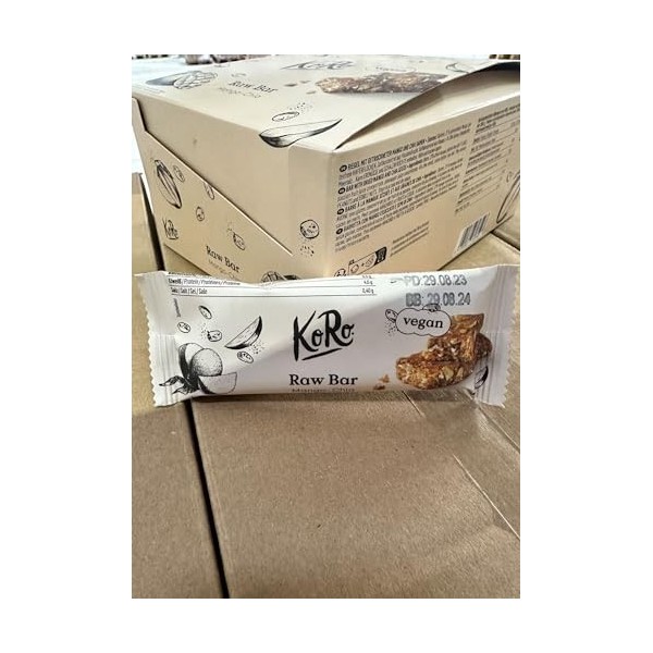 KoRo - Barre Crue Mangue-Chia 20 x 50 g - Teneur en mangue 27% - ​​Sans sucre raffiné - Vegan et sans gluten