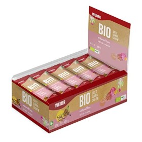Weider Bio Bar. Barres issues de l’agriculture biologique avec dattes, quinoa, noix de cajou. Sans sucres ajoutés. Source nat