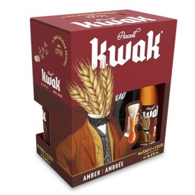 Kwak Bière Ambrée Coffret 4 Bouteilles 33cl + 1 verre